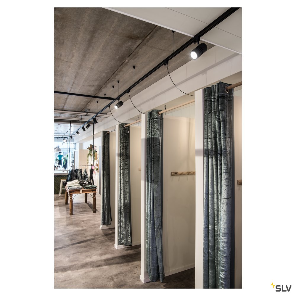 SLV STRUCTEC LED Strahler für 3Phasen Hochvolt-Stromschiene, 30W, 3000K, 60°, schwarz, inkl. 3 Phasen Adapter