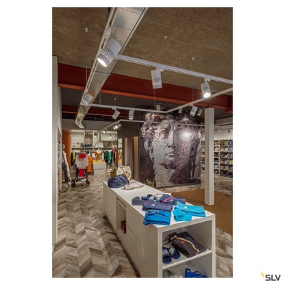 SLV STRUCTEC LED Strahler für 3Phasen Hochvolt-Stromschiene, 30W, 4000K, 60°, weiss, inkl. 3 Phasen Adapter