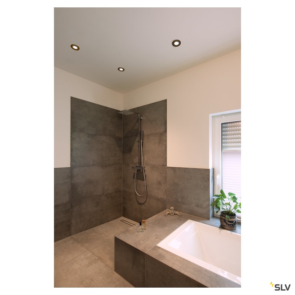 SLV KAMUELA ECO LED Fire-rated Deckeneinbauleuchte, schwarz, 3000K, 38°, dimmbar, IP65