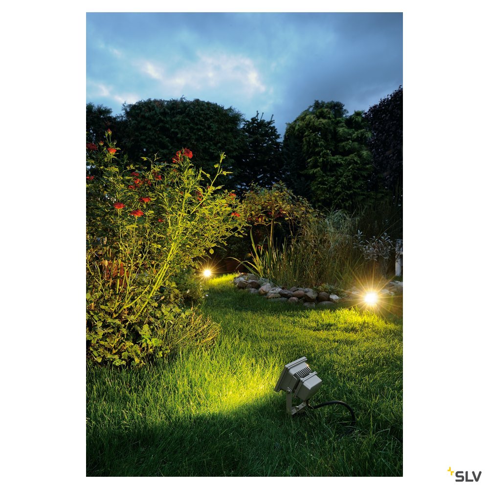 SLV LED OUTDOOR BEAM, silbergrau, 10W, warmweiss, 100°, IP65