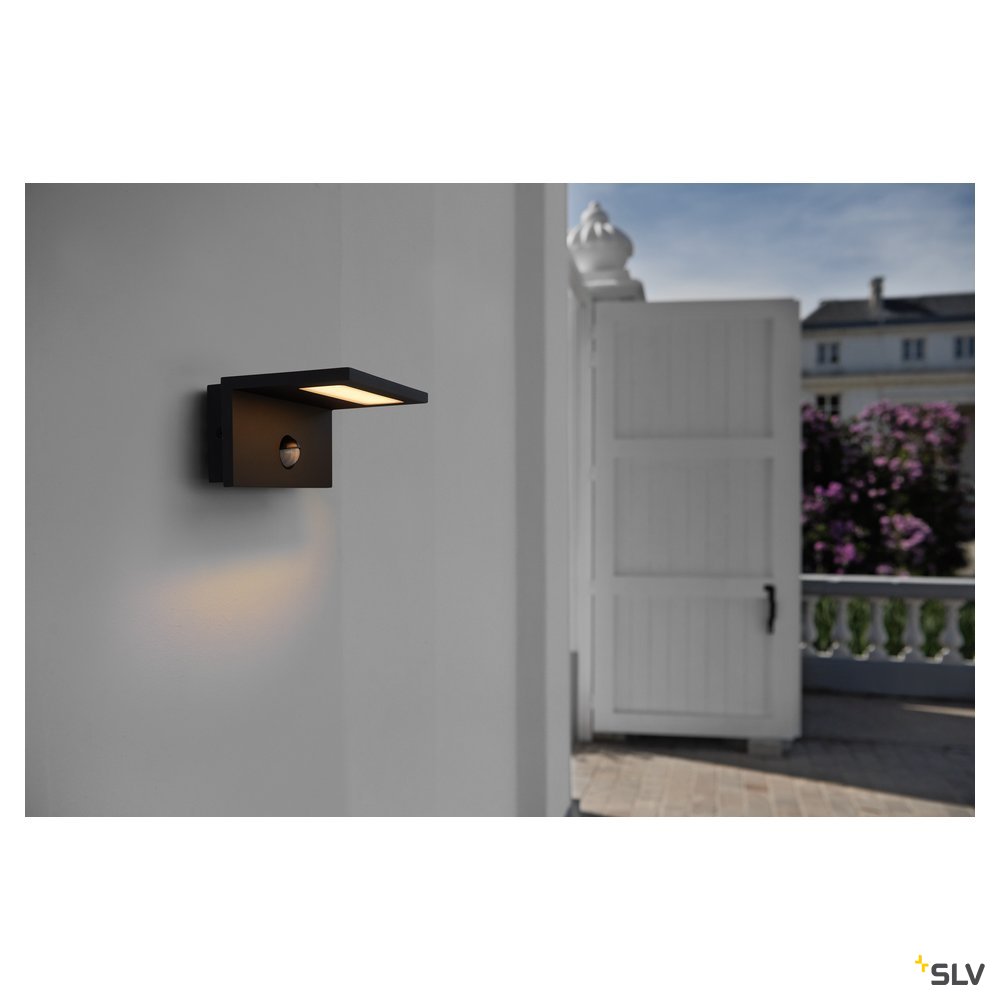 SLV LED SENSOR WL, LED Outdoor Wandaufbauleuchte, IP44, anthrazit, 3000K