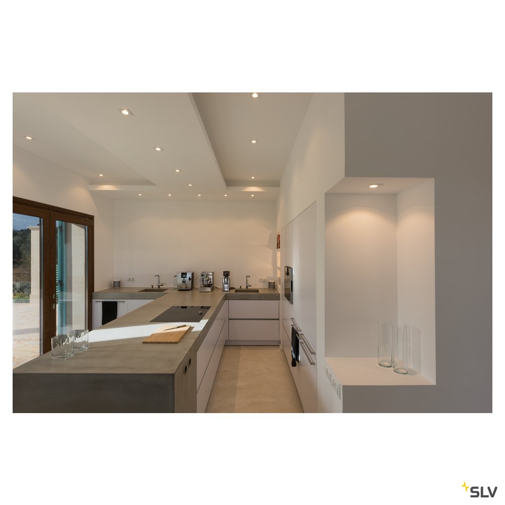 SLV NEW TRIA 68 square, Indoor Deckeneinbauleuchte, QPAR51, weiß, 50W