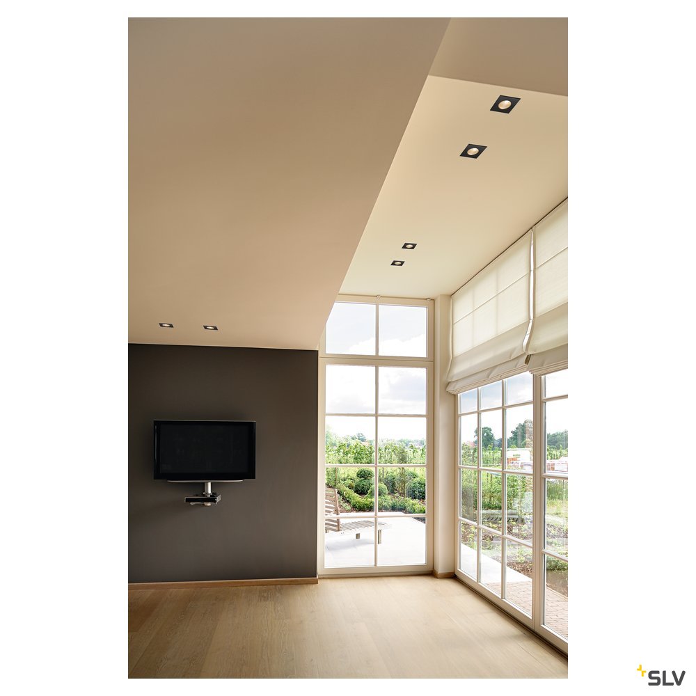 SLV PATTA-I, LED Outdoor Deckeneinbauleuchte, eckig DL IP65 schwarz 1800-3000K