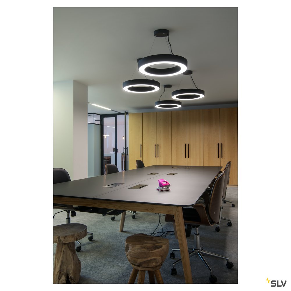 SLV MEDO RING 60 DALI Indoor LED Pendelleuchte schwarz 3000K
