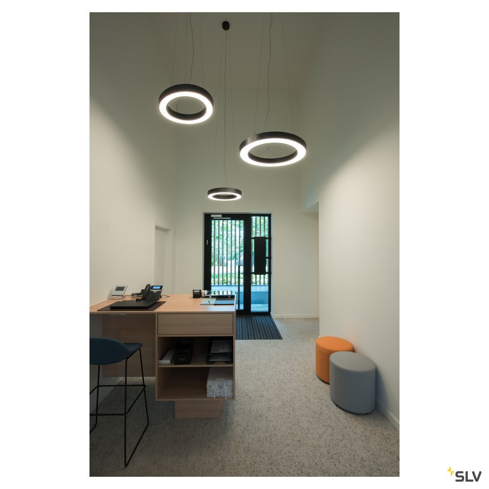 SLV MEDO RING 60 DALI Indoor LED Pendelleuchte schwarz 3000K