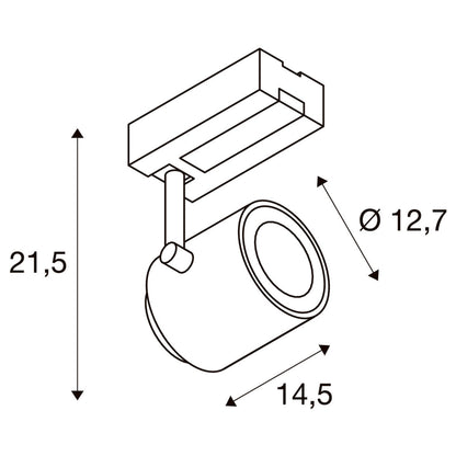 SLV 3~ SUPROS TRACK LED 3 Phasen System Leuchte schwarz 3000K CRI90 60° 3380lm Reflektor inkl. 3 Phasen-Adapter