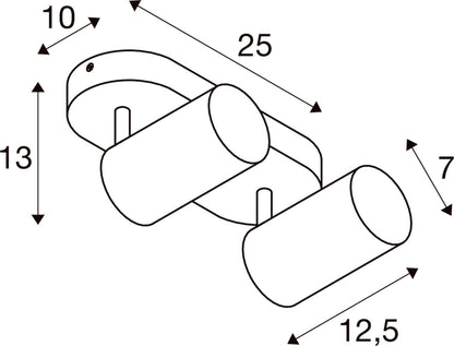 ASTO TUBE, Deckenaufbauleuchte, zylindrisch, max. 2x10 W, weiß