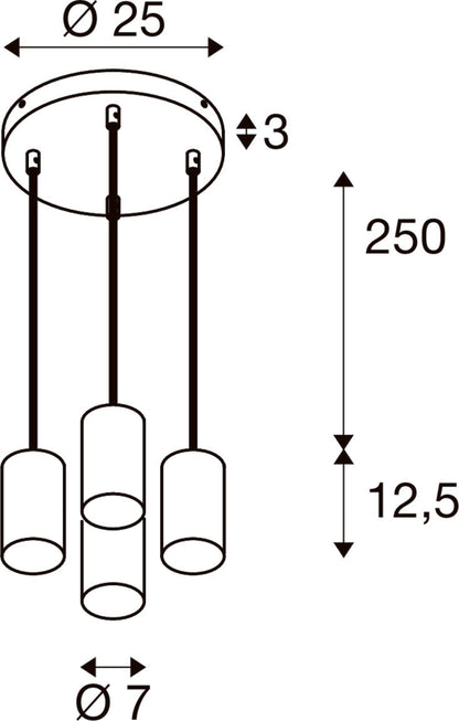 ASTO TUBE, Pendelleuchte, GU10, Pendellänge 250 cm, max. 4x10 W, weiß