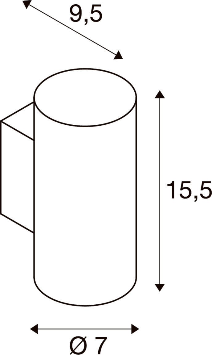 ASTO TUBE, Wandaufbauleuchte, zylindrisch, max. 1x10 W, schwarz