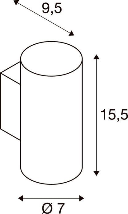 ASTO TUBE, Wandaufbauleuchte, zylindrisch, max. 1x10 W, schwarz