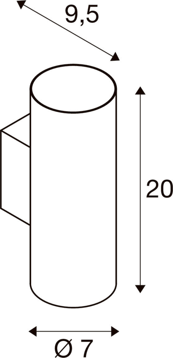 ASTO TUBE, Wandaufbauleuchte, zylindrisch, max. 2x10 W, schwarz