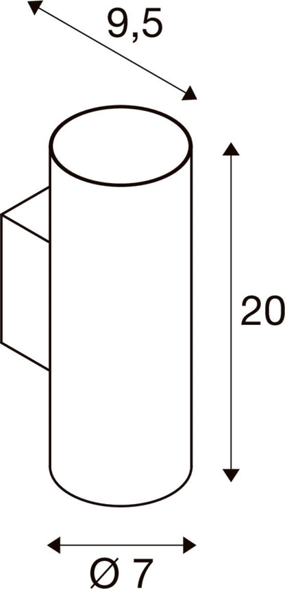 ASTO TUBE, Wandaufbauleuchte, zylindrisch, max. 2x10 W, weiß