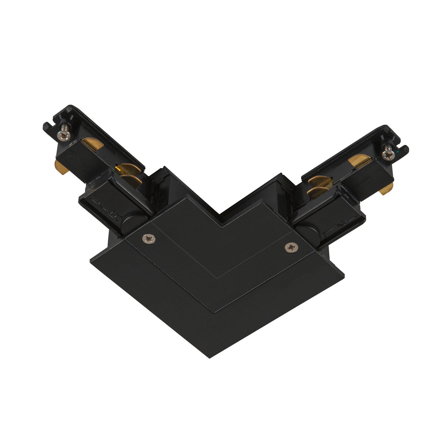 S-TRACK L-Verbinder, 3-Phasen-Einbauschiene, Erde innen, mit Einspeisemöglichkeit, DALI, PHASE, schwarz