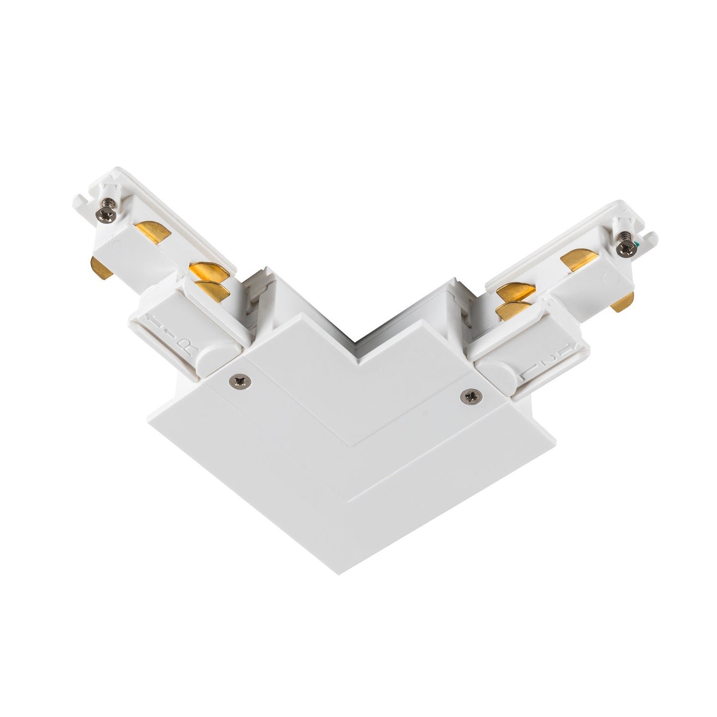 S-TRACK L-Verbinder, 3-Phasen-Einbauschiene, Erde innen, mit Einspeisemöglichkeit, DALI, PHASE, weiß
