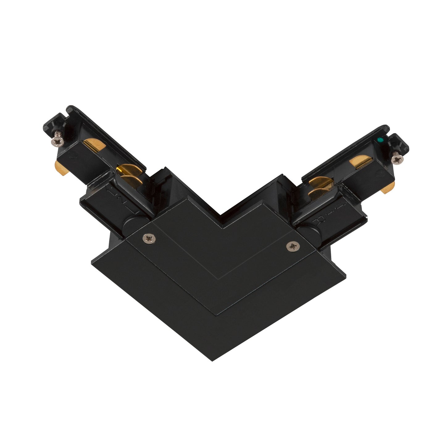 S-TRACK L-Verbinder, 3-Phasen-Einbauschiene, Erde außen, mit Einspeisemöglichkeit, DALI, PHASE, schwarz