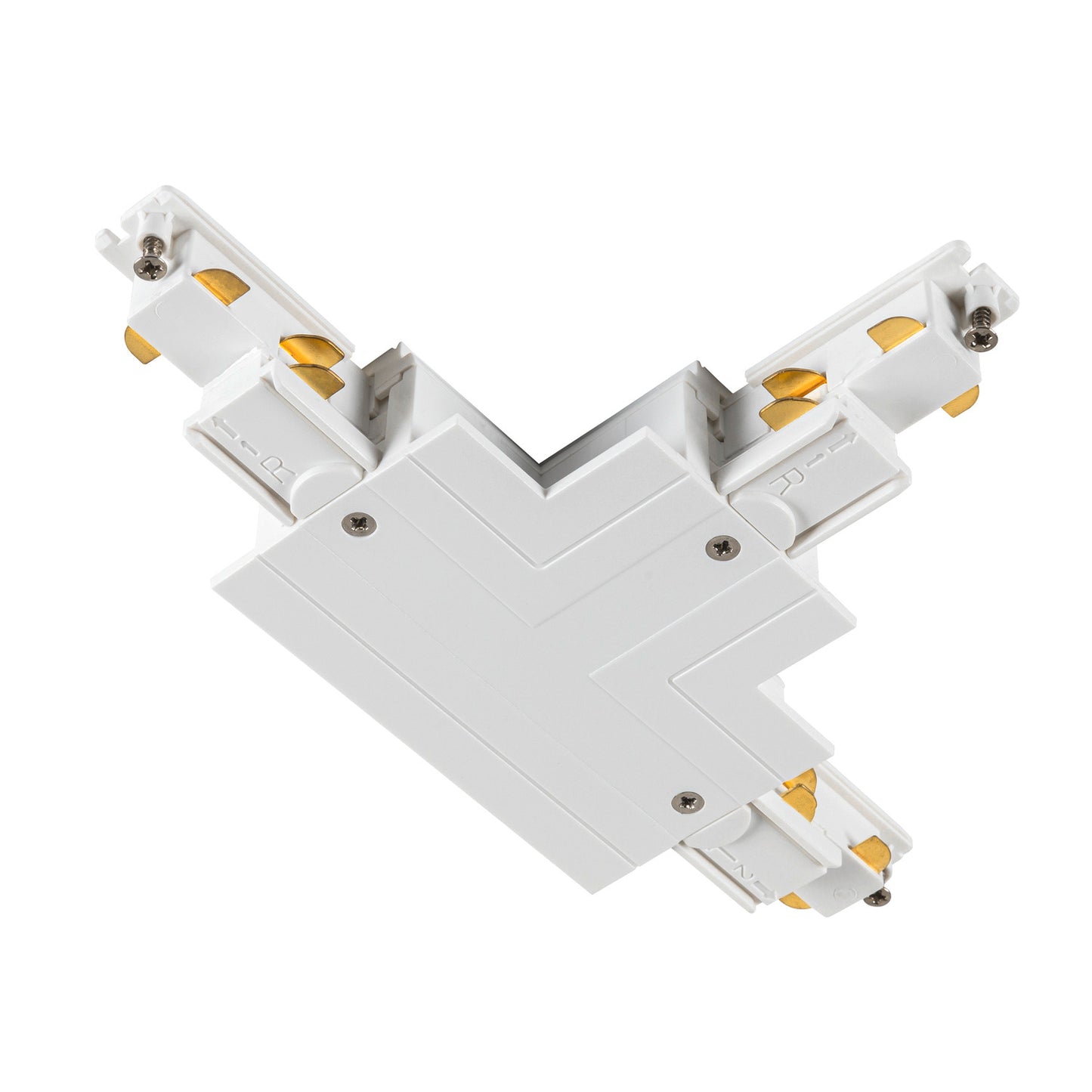S-TRACK T-Verbinder, 3-Phasen-Einbauschiene, Erde außen rechts, mit Einspeisemöglichkeit, DALI, PHASE, weiß