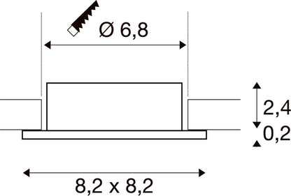 NEW TRIA® 68, Deckeneinbauring, L: 8.2 B: 8.2 H: 2.6 cm, IP 20, weiß