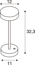 VINOLINA, Tischleuchte, Akku, IP54, 2700/3000 K, TOUCH, weiß