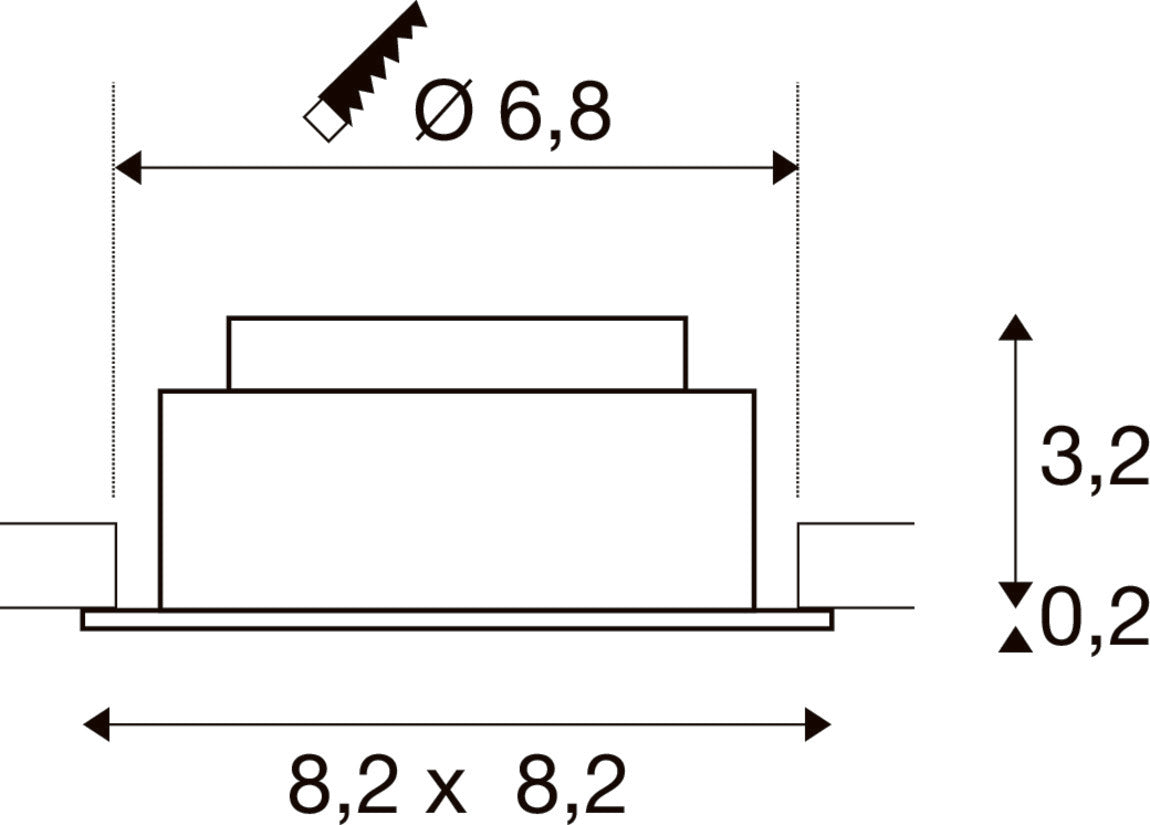 NEW TRIA® UNIVERSAL 68, Deckeneinbauleuchte, 2500/3000/4000 K, 38°, IP 20, quadratisch, schwarz