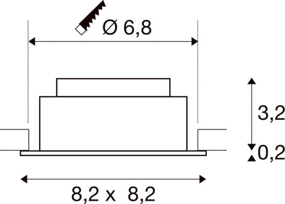 NEW TRIA® UNIVERSAL 68, Deckeneinbauleuchte, 2500/3000/4000 K, 38°, IP 20, quadratisch, schwarz