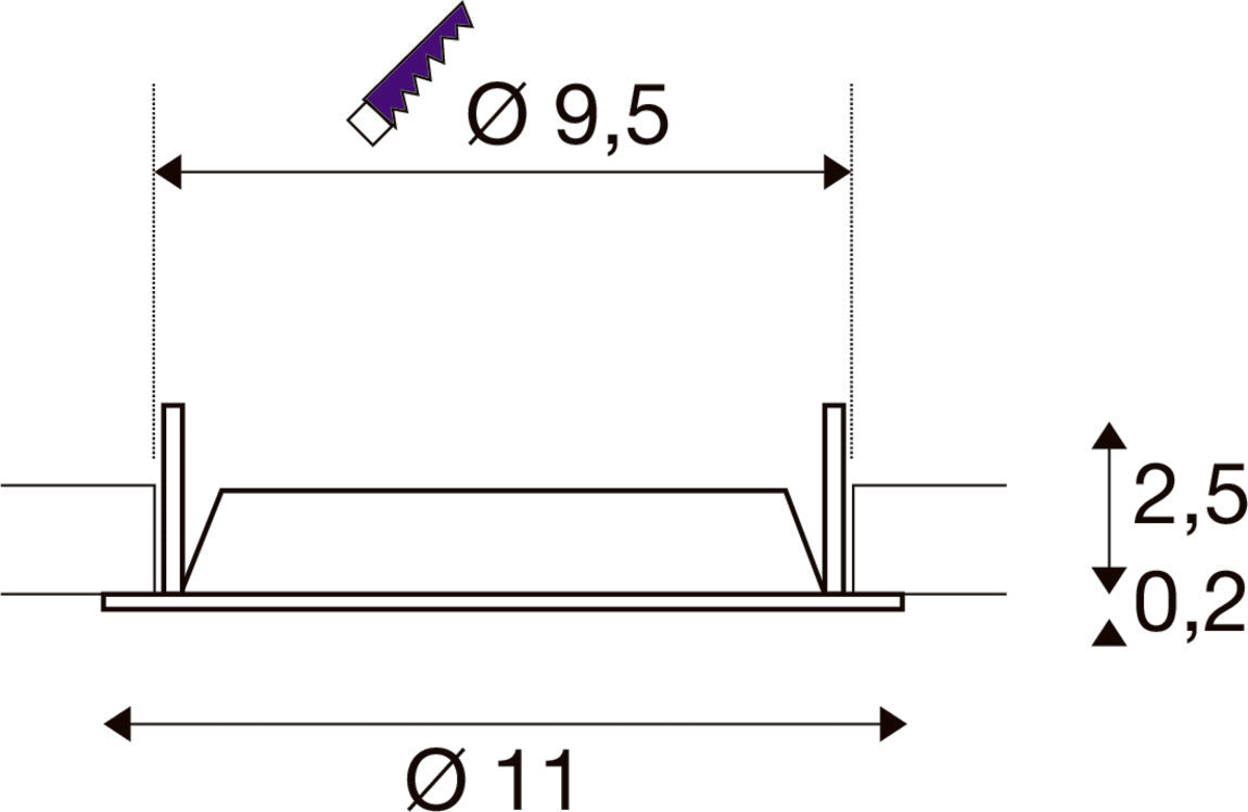 DOWNLIGHT V 100, leicht versenkte Abdeckung weiß