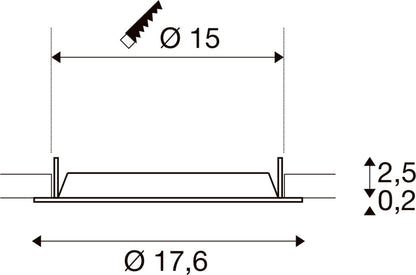 DOWNLIGHT V 150, leicht versenkte Abdeckung weiß