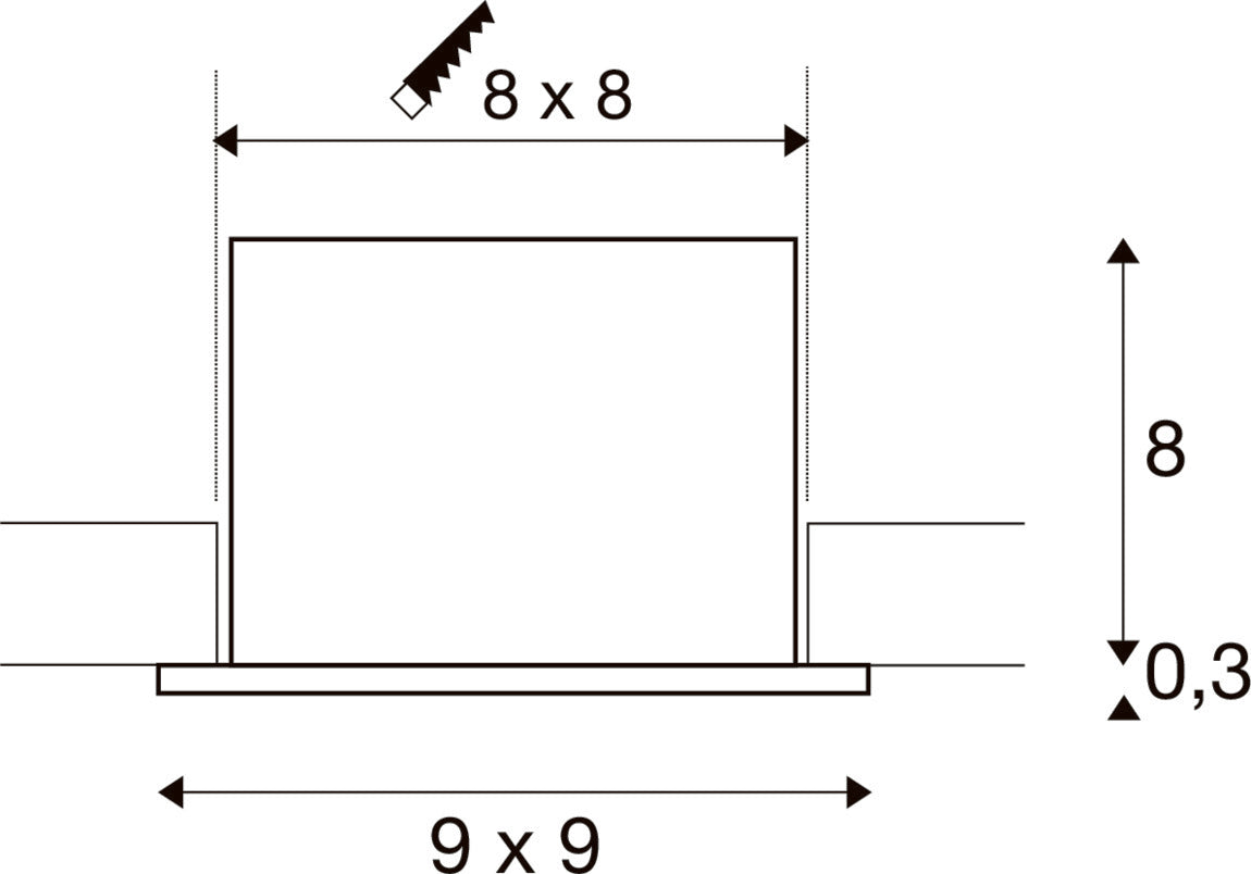 KADUX, Deckeneinbauleuchte, single, 3000 K, 38°, IP 20, quadratisch, schwarz