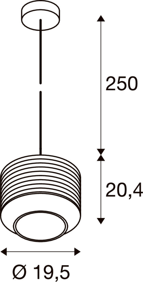 PANTILO ROPE 20, Pendelleuchte, 250 cm, E27, 15 W, gold