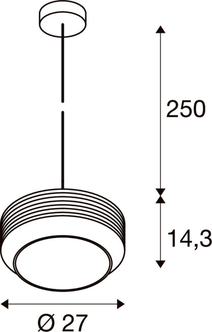 PANTILO ROPE 27, Pendelleuchte, 250 cm, E27, 15 W, gold
