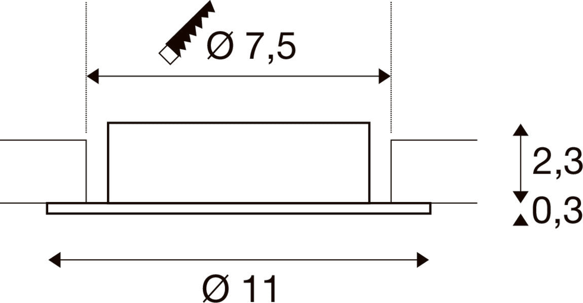NEW TRIA® 75 XL, Deckeneinbauring, D: 11 H: 2.6 cm, IP20, schwarz
