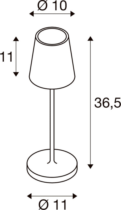 VINOLINA TWO, Tischleuchte, Akku, IP65, 2200/2700/3000 K, TOUCH, schwarz