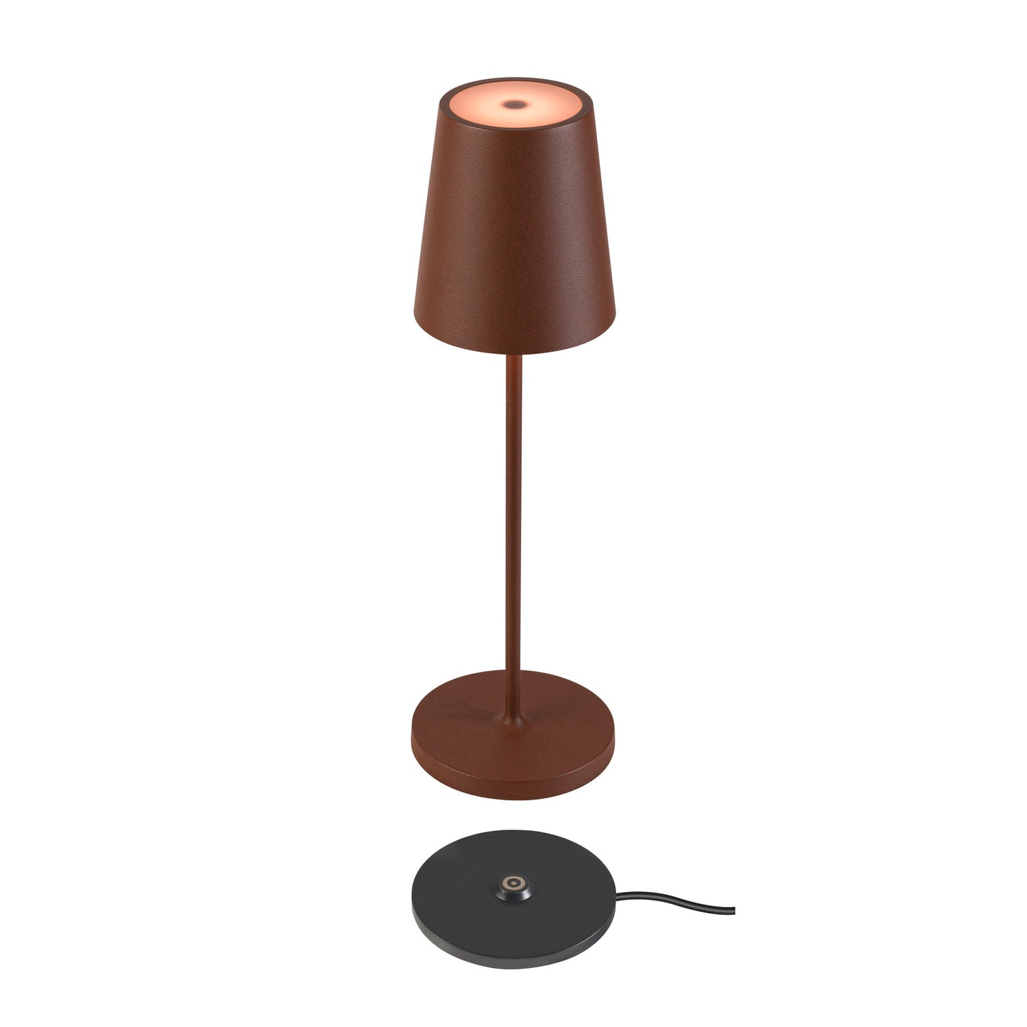 VINOLINA TWO, Tischleuchte, Akku, IP65, 2200/2700/3000 K, TOUCH, rost