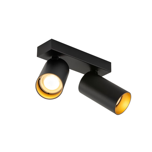 KAMI, Deckenaufbauleuchte, double, 2x max. 10 W, GU10, schwarz/gold