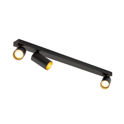 KAMI, Deckenaufbauleuchte, 3x max. 10 W, GU10, schwarz/gold
