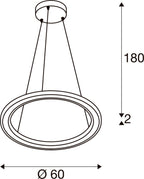 ONE FLAT PD, single, Pendelleuchte, Pendellänge 180 cm, 2700/3000 K, PHASE, schwarz
