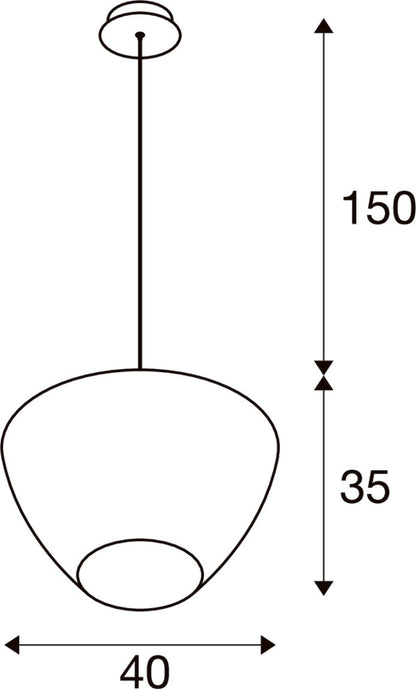 PANTILO CONVEX 40, Pendelleuchte, 150 cm, E27, max. 40 W, weiß