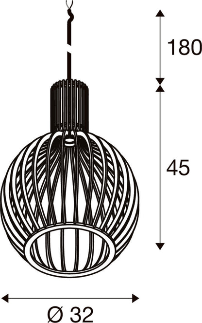 WUD, Pendelleuchte, E27, ballshape, offenes Kabelende, 1x max. 60 W, schwarz