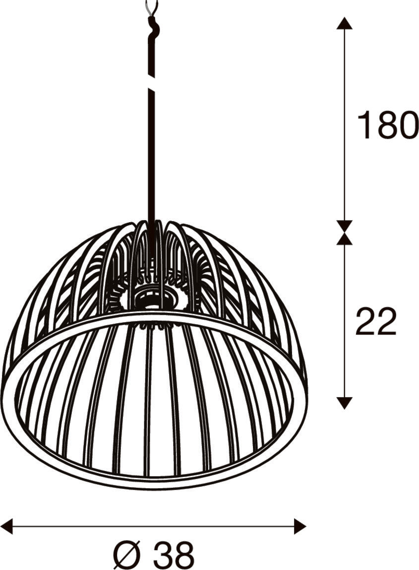 WUD, Pendelleuchte, E27, half round, offenes Kabelende, 1 x max. 60 W, schwarz