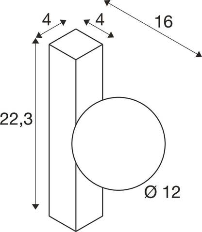 SUN, Wandaufbauleuchte, eckig, 1x max. 40 W, LED-Leuchtmittel, G9, PHASE, schwarz