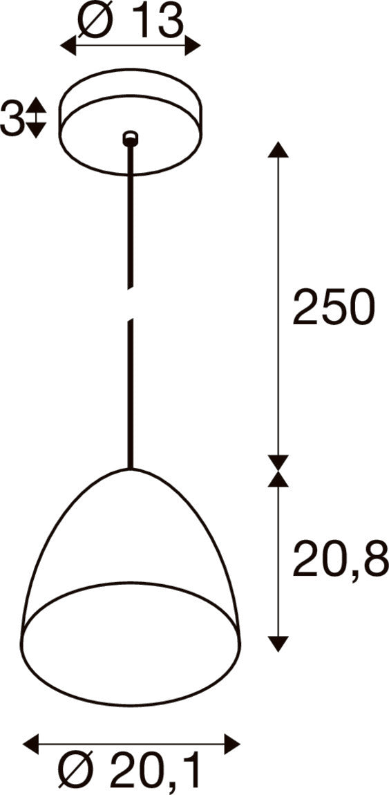 PARA CONE 30, Pendelleuchte, Pendellänge 250 cm, E27, 1x max. 60 W, schwarz / gold