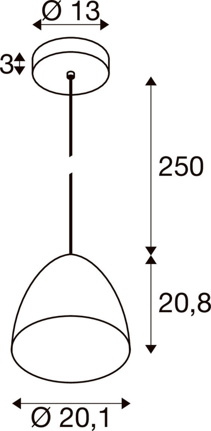 PARA CONE 30, Pendelleuchte, Pendellänge 250 cm, E27, 1x max. 60 W, kupfer / weiß