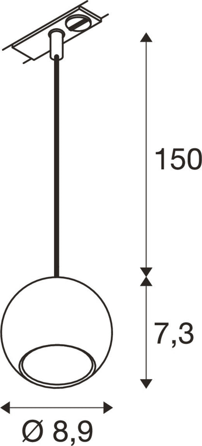 LIGHT EYE® 90, 1~ Pendelleuchte, GU10, Pendellänge 150 cm, 1x max. 6 W, matt schwarz