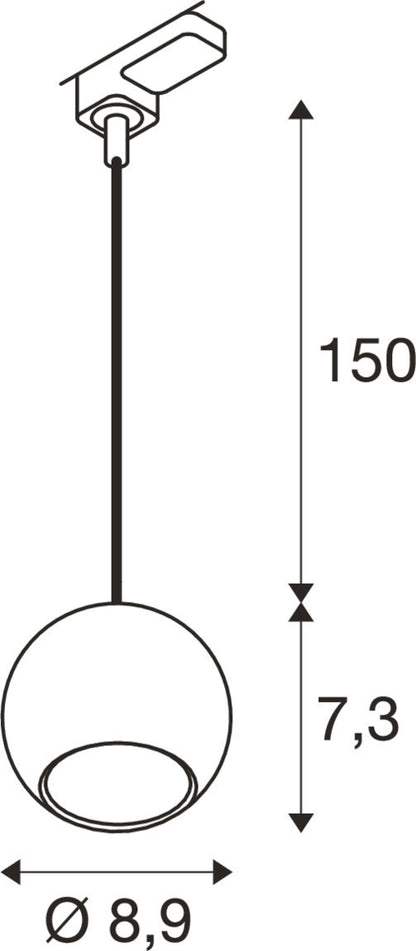 LIGHT EYE® 90, 3~ Pendelleuchte, GU10, Pendellänge 150 cm, 1x max. 6 W, matt schwarz