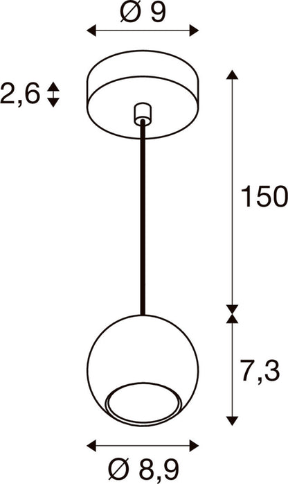 LIGHT EYE® 90, Pendelleuchte, GU10, Pendellänge 150 cm, 1x max. 6 W, matt weiß