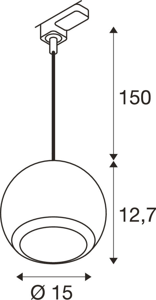 LIGHT EYE® 150, 3~ Pendelleuchte, GU10, Pendellänge 150 cm, 1x max. 13 W, matt weiß