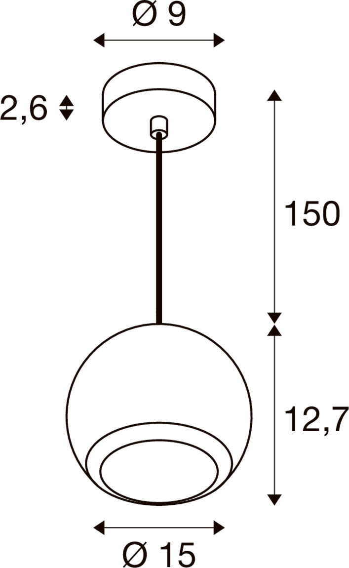 LIGHT EYE® 150, Pendelleuchte, GU10, Pendellänge 150 cm, 1x max. 13 W, matt schwarz