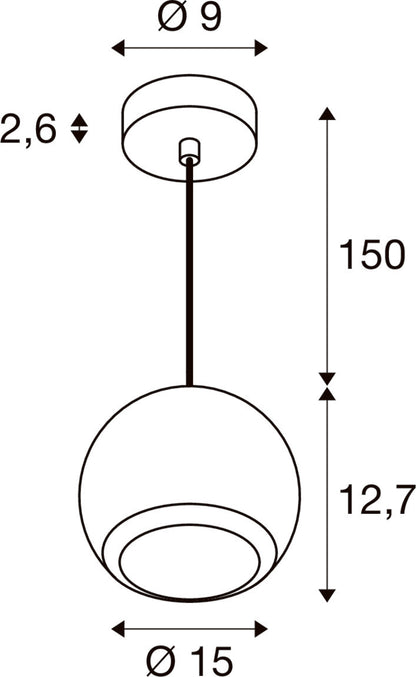 LIGHT EYE® 150, Pendelleuchte, GU10, Pendellänge 150 cm, 1x max. 13 W, matt schwarz