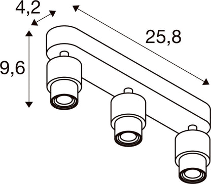 PURI 2.0 Basic, Wand- und Deckenaufbauleuchte, long, rund, 3 x max. 6 W GU10, weiß