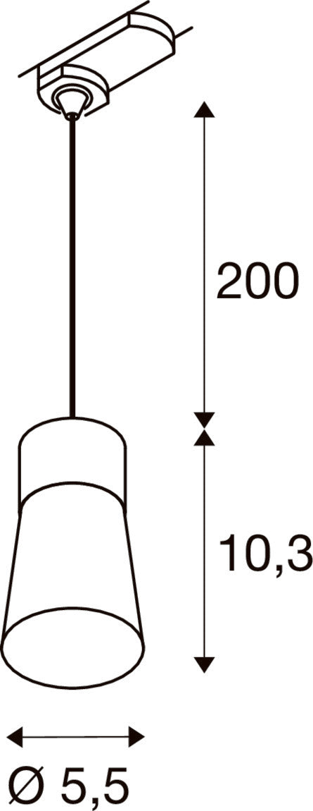PURI 2.0 Cone, 3~ Pendelleuchte, GU10, Pendellänge 200 cm, 1x max. 6 W, schwarz