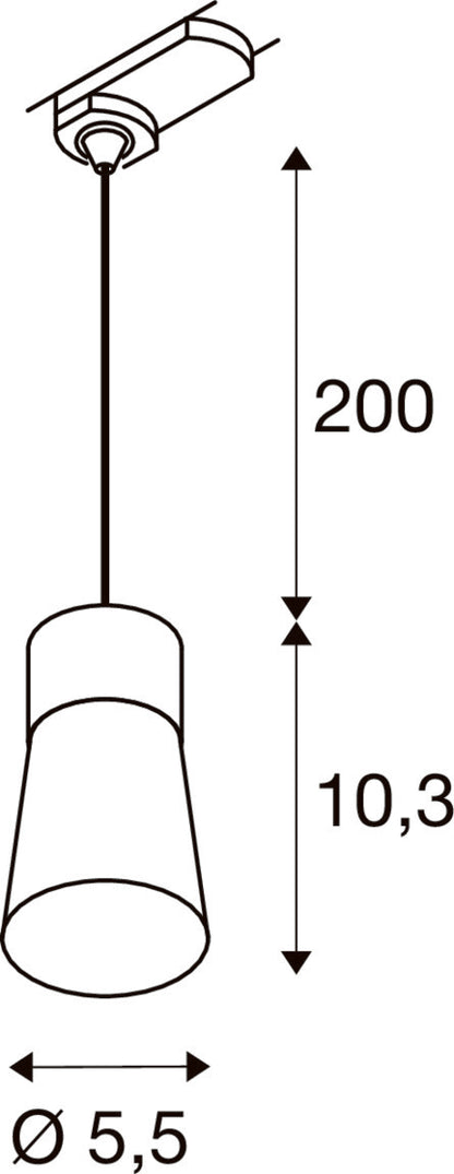PURI 2.0 Cone, 3~ Pendelleuchte, GU10, Pendellänge 200 cm, 1x max. 6 W, schwarz